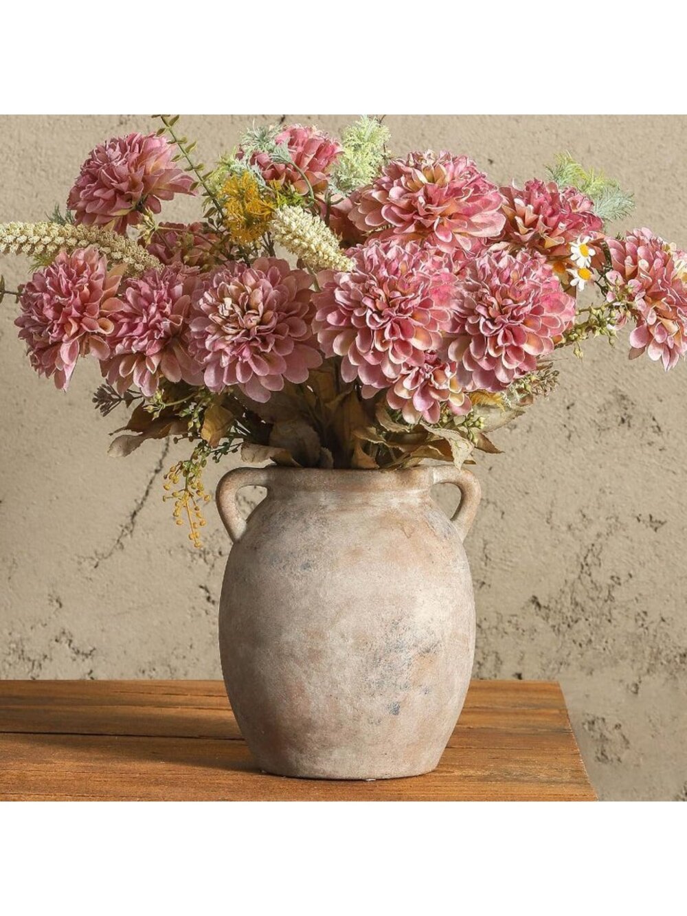7.6 inch Terracotta Ceramic Flower Pottery Farmhouse Rustic Vase Living Room Dec